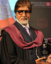 andit ShivKumar Sharma, Bollywood actor Amitabh Bachchan and filmmaker Subash Ghai at 6th Annual Convocation of Whistling Woods International