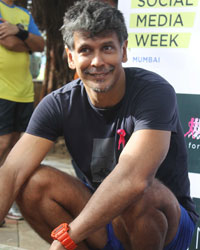 Milind Soman during the promotion of Social Media Week by Pinkathon