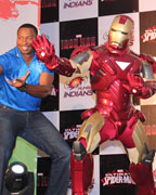 Ironman,Keiron Pollard, Ricky Ponting and Lasith Malinga at Unveiling of Marvel-MI Merchandise