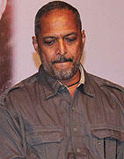 Anant Panshikar, Nitesh Rane and Nana Patekar during the NatyaSampada's Golden Jubilee year celebration