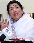 Lata Mangeshkar during the press conference to announce the recipients of the Master Dinanath Mangeshkar Awards 2013