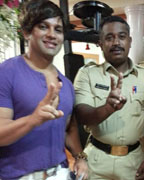 Yash Birla and Mickey Mehta with a Police Inspector at Gamdevi Police Station