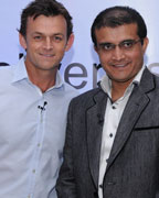 Adam Gilchrist, Sourav Ganguly and Harsha Bhogle at Master of Deliveries event by FedEx in association with CNN IBN