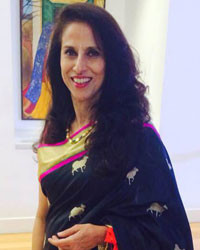 Shobha De during the launch of Hello! Art Soiree exhibition