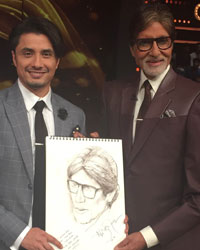 Ali Zafara and Amitabh Bachchan on the sets of KBC