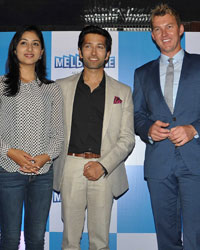 Brett Lee addresses the press conference as extolled the Melbourne Cricket Ground as a perfect venue for ICC World Cup