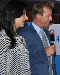 Brett Lee addresses the press conference as extolled the Melbourne Cricket Ground as a perfect venue for ICC World Cup