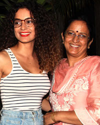 Kangana Ranaut with her parents at Bandra