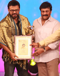 Balkrishna, T Subirami Reddy, Venkatesh, Chiranjeevi and Mohan Babu at TSR TV9 National Film Awards for 2013-14