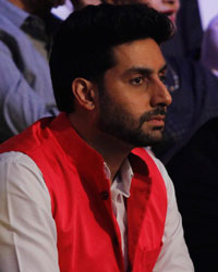 Bollywood actor Abhishek Bachchan during the the Pro Kabaddi League 2015 semi final match between U Mumba and Patna Pirates in Mumbai