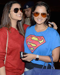 Parineeti Chopra and Sania MIrza At International Airport