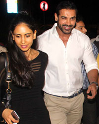 John Abraham with his wife Priya Runchal at his friend's house at bandra