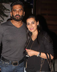 Suniel Shetty spotted with his Wife and Son