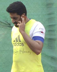 Ranbir Kapoor plays football with friend Abhishek Bachchan