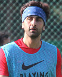 Ranbir Kapoor and Arjun Kapoor were seen playing football at a school ground on Sunday