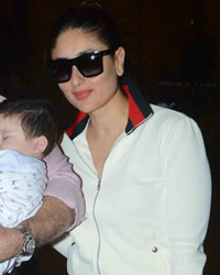 Saif Ali Khan and Kareena Kapoor with their son Taimur snapped at airport