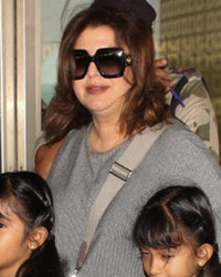 Farah Kha with her kids snapped at airport