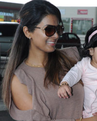 Geeta Basra with her daughter snapped at airport