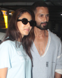 Mira Rajput and Shahid Kapoor at airport