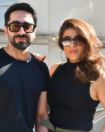 Ayushmann Khurrana and Tahira Kashyap Khurrana snapped outside Juhu PVR