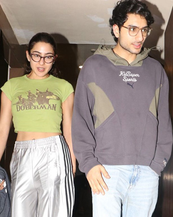 Sara Ali khan and Ibrahim Ali Khan exit fFrom Juhu PVR