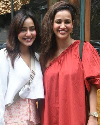 Neha Sharma and Aisha Sharma snapped outside restaurant in Bandra