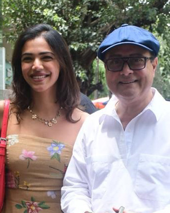 Shriya Pilgaonkar snapped with father Sachin Pilgaonkar outside a restaurant in Bandra