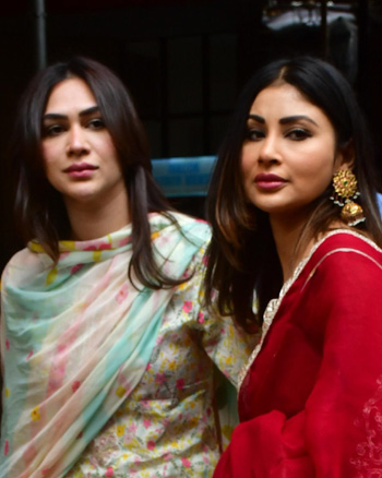 Mouni Roy and Vanessa Walia snapped at Iskon temple in Juhu