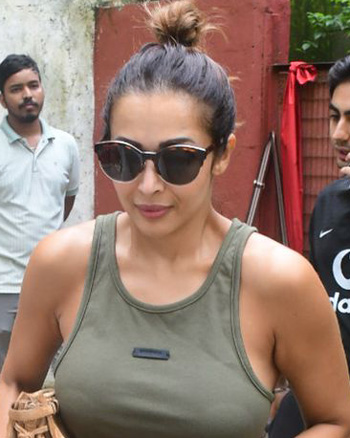 Malaika Arora and son Arhaan Khan spotted at a restaurant in Bandra