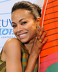 U.S. actress Zoe Saldana poses for photographers at the 2012 Teen Choice Awards in Los Angeles