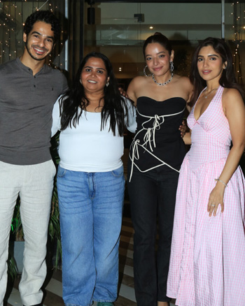 Ishaan Khatter, Lisa Mishra and Bhumi Pednekar spotted at Farmers Cafe Khar promoting their upcoming Netflix series, 'The Royals'