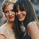 Actress Jessica Chastain and Lucila Sola , girlfriend of actor Al Pacino, pose for photographers as they arrive on the 'Wilde Salome' red carpet at the 68th Venice Film Festival