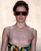 A model presents a creation from Cantao 2013-2014 summer collection during Rio Fashion Week in Rio de Janeiro