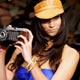 Model wears design by Australian designer label Oscar and Elvis during swimwear collection show at Australian Fashion Week