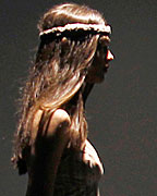 A model presents a creation from TCN collection at the Pasarela 080 Barcelona Fashion Show