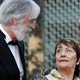 Austrian director Michael Haneke arrives with cast for film 'Cache' before official screening in Cannes.