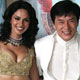 Jackie Chan poses with Bollywood actress Mallika Sherawat and Korean actress Kim Hee-Seon at a photocall for Stanley Tong's film 'The Myth' during the 58th Cannes Film Festival.