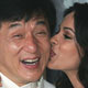 Bollywood actress Sherawat kisses Hong Kong actor Jackie Chan during the Cannes Film Festival.