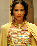 A model displays a creation by Dominican designer Giannina Azar during the Dominicana Moda Fashion Week in Santo Domingo