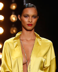 A model presents a creation by French designer Alexandre Vauthier as part of his Haute Couture Spring-Summer 2014 fashion show in Paris