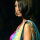 A model displays a creation of Indian fashion designers Meera and Muzaffar Ali during a fashion show in New Delhi.