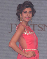 Designer Jyotsna Tiwari with a model