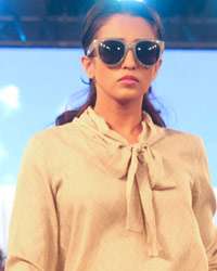 A model walks the ramp during the launch of Liva Creme fabric from Grasim Industries