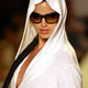 A model poses on the runway wearing a Shay Todd design at Swim Shows Miami at the Raleigh Hotel on Miami Beach, Florida.