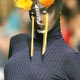 Model presents creation by Portuguese designer Dino Alves during Lisbon Fashion Show.