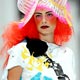 Model presents a creation by Portuguese designer Dino Alves during the Lisbon Fashion show.