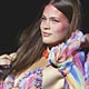 A model presents a creation as part of Ines Valentinitsch Spring/Summer 2005 women's collection during Milan fashion week.