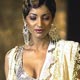 A model displays an ethnic dress by fashion designers Abu Jani and Sandeep Khosla at the Blenders Pride Fashion Tour 2005, in Mumbai.