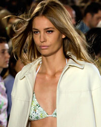 A model presents a creation from Tory Burch Spring/Summer 2014 collection during New York Fashion Week