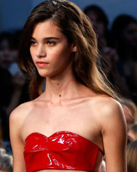 A model presents a creation from the Thakoon Spring/Summer 2014 collection during New York Fashion Week